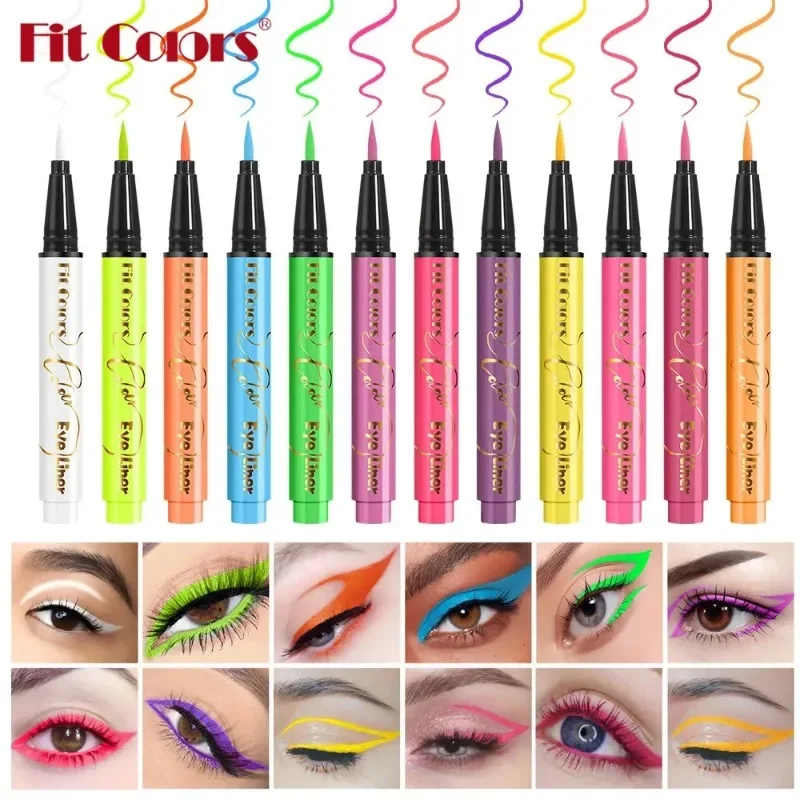 12 Colors UV Fluorescent Eyeliner Pen Ultra-thin Waterproof  Glue Pen Halloween Face Color Face Eye Painting Pencil Cosmetic