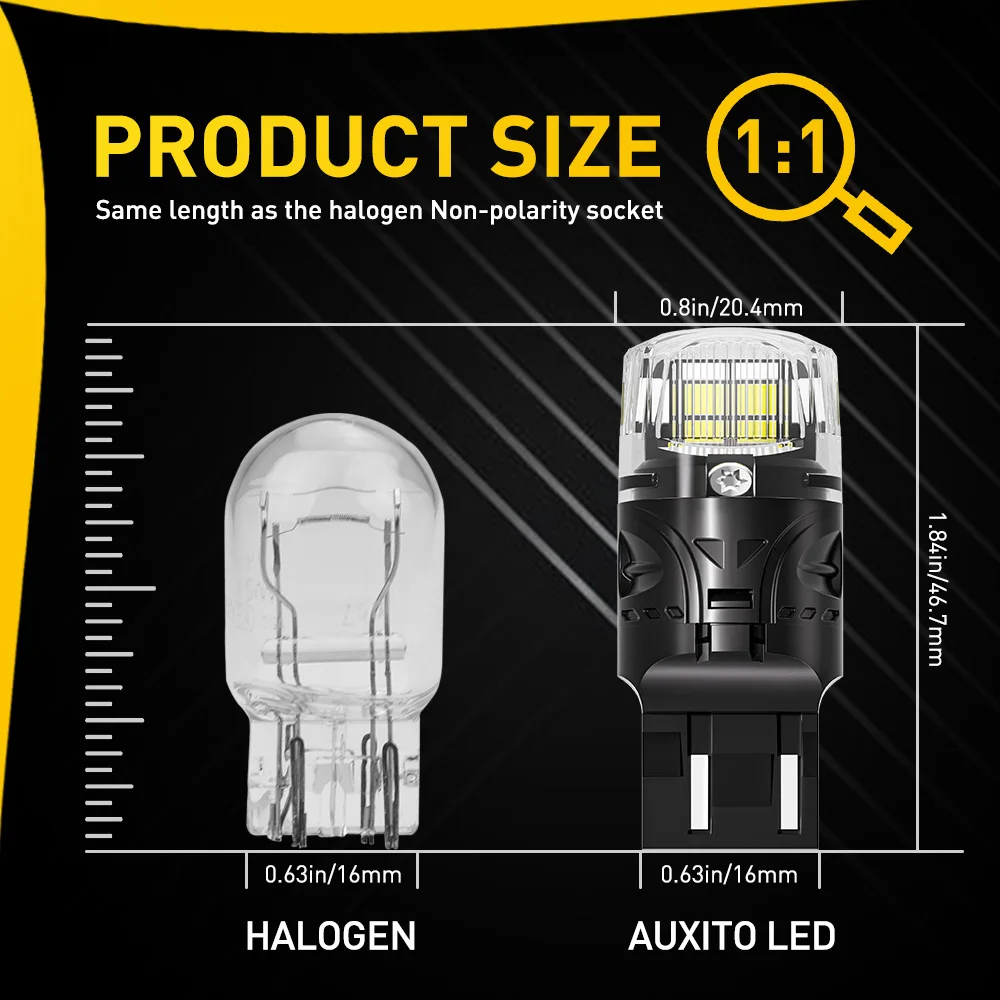 AUXITO 2Pcs 7443 W21/5W T20 LED Bulb for Lada Toyota Honda WY21W 7440 W21W LED Reverse Light DRL 12V Car Parking Position Light