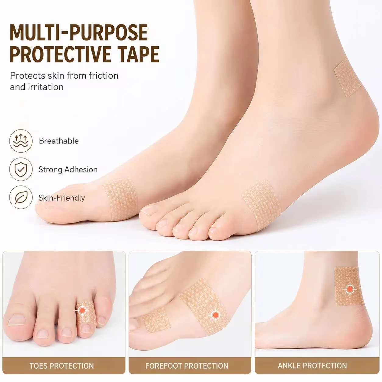 Picture 7: 2 Rolls Anti-Friction Skin Tape, Soft Breathable Self-Adhesive Fabric Tape, Easy to Cut, Perfect for Hands, Fingers