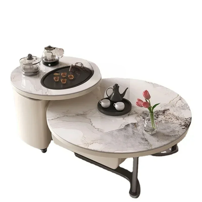 

Каменная тарелка, чайный столик, чайник, встроенный светильник, роскошная маленькая квартира, кремовый стильный размер, круглый чайный столик