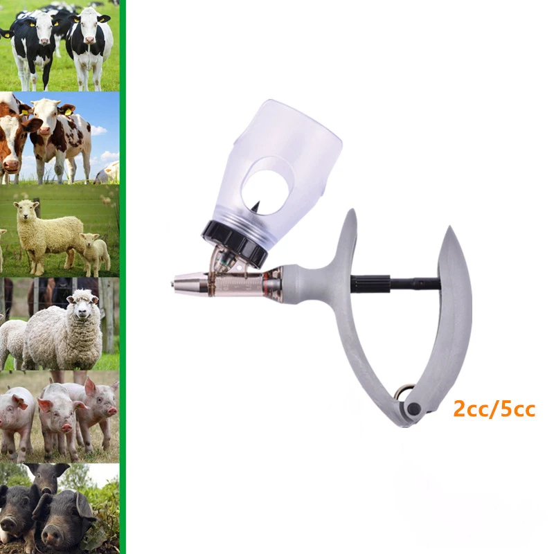 Veterinary Continuous Syringe, Adjustable Vaccine Injector, Bottle-mounted Injection Syringe 2ml，5ml
