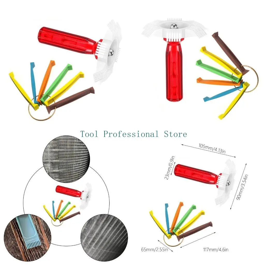 

57QF Air Conditioner Fin Comb Cleaner Tool Set Air Condenser Fin Straightener Fin Comb