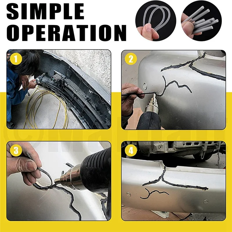 【HOT】75Pcs 13 Inch Plastic Welding Rods Assorted Set With Stainless Steel Mesh, Welding Strips For Car Bumpers Kayak Repairs