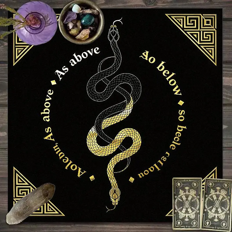 VIKAMA Constellation Star Map Altar Cloth Navy Blue Zodiac Tarot Table Mat for Divination