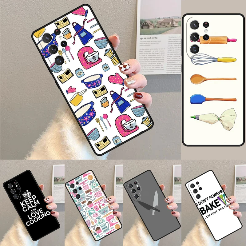 Cover For Samsung Galaxy S24 Ultra S21 S22 S8 S9 S10E Note 10 20 Plus FE S23 Baking Cooking Utensils Chef Phone case Coque