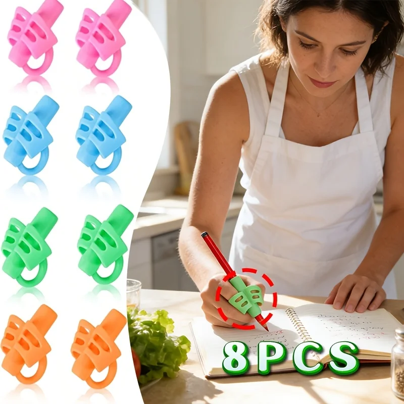 2-8Pcs Silicone Pencil Grips for Kids, Two Finger Writing Grip Trainer, Correct Hand Posture, Ergonomic Comfortable