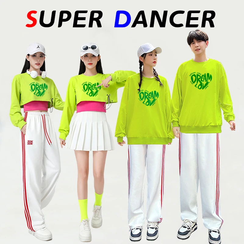 

Костюм для выступлений в стиле джаз для взрослых, комплект Fitn, наряд для аэробики, черлидинга, спортивные штаны для уличных танцев в стиле хип-хоп, осенняя одежда