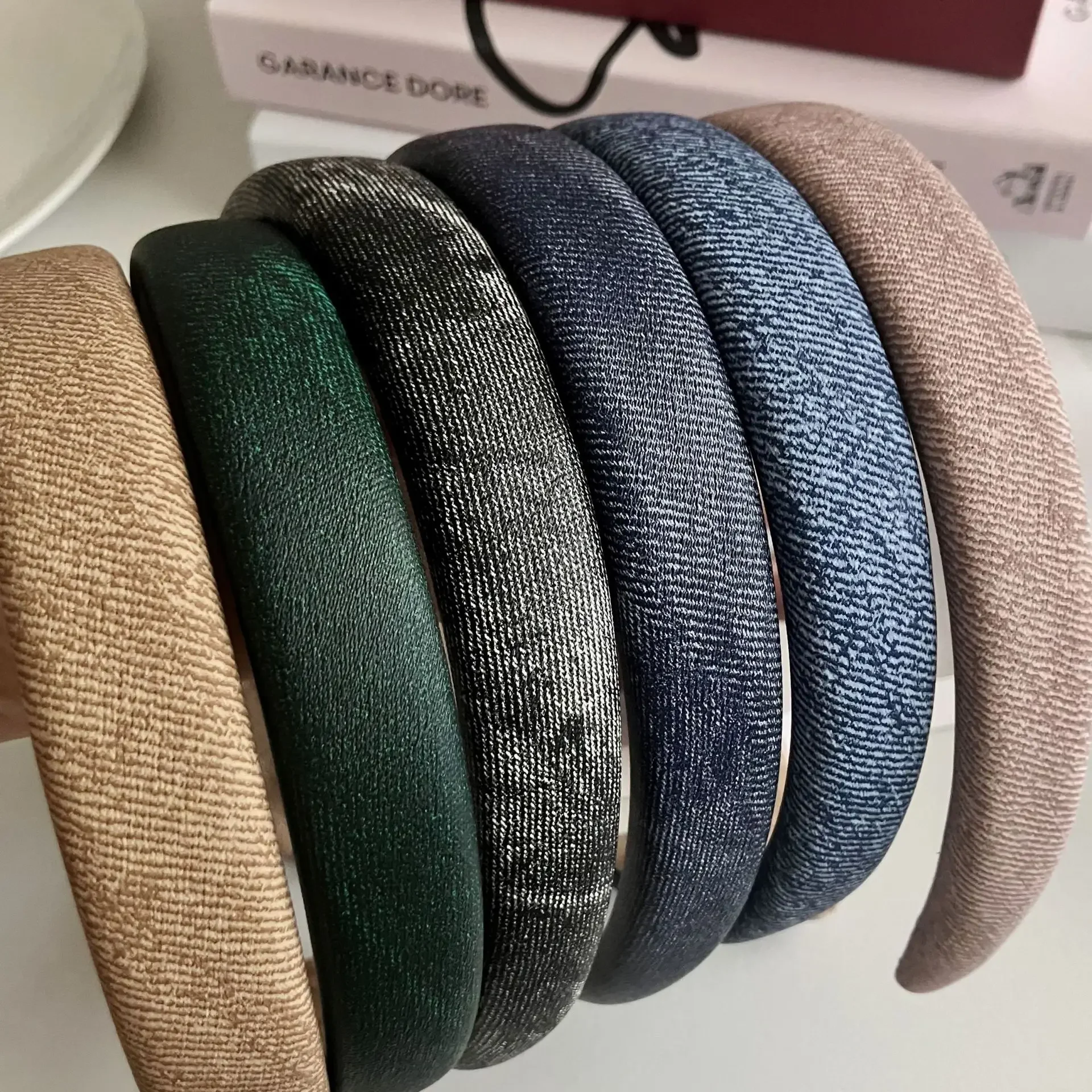 Korean Style Vintage Denim Hairbands Personal Solid Sponge Padded Headbands Wide Hair Hoops Women Elegant Bezel Hair Accessories