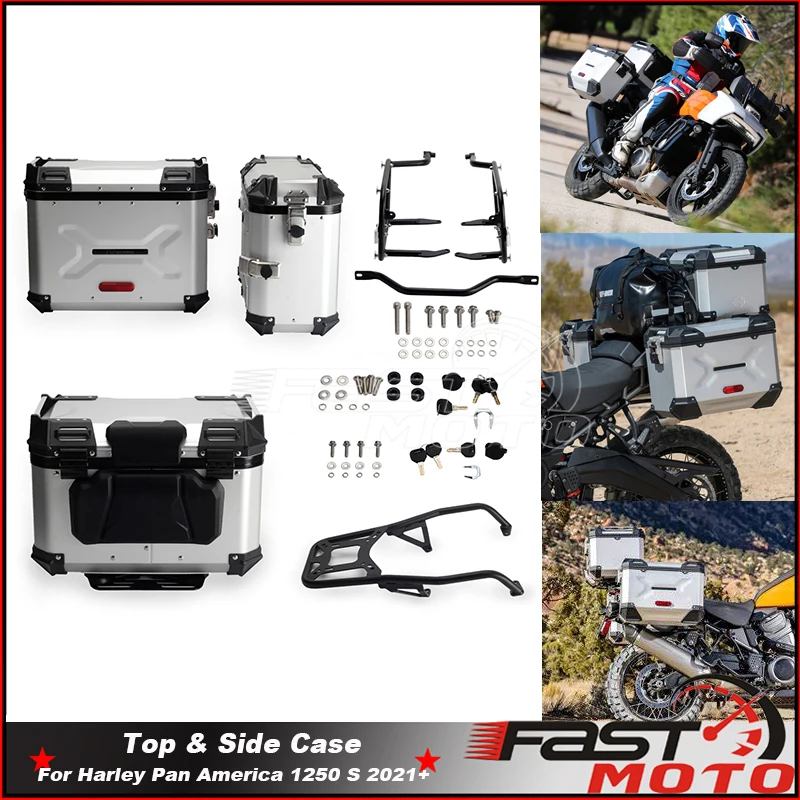 

Motorcycle Saddlebag Side Box Luggage Rack Aluminum Top Case Helmet Case For Harley Pan America 1250 RA1250 Special RA1250S 21+