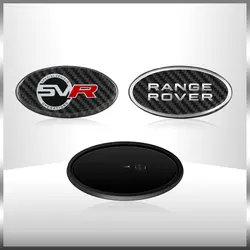 Car Decor Carbon Fiber SV SVR Logo Car Front Grille Trunk Badge Sticker For Discovery Evpque Defender 3 4 Velar Freelander Sport