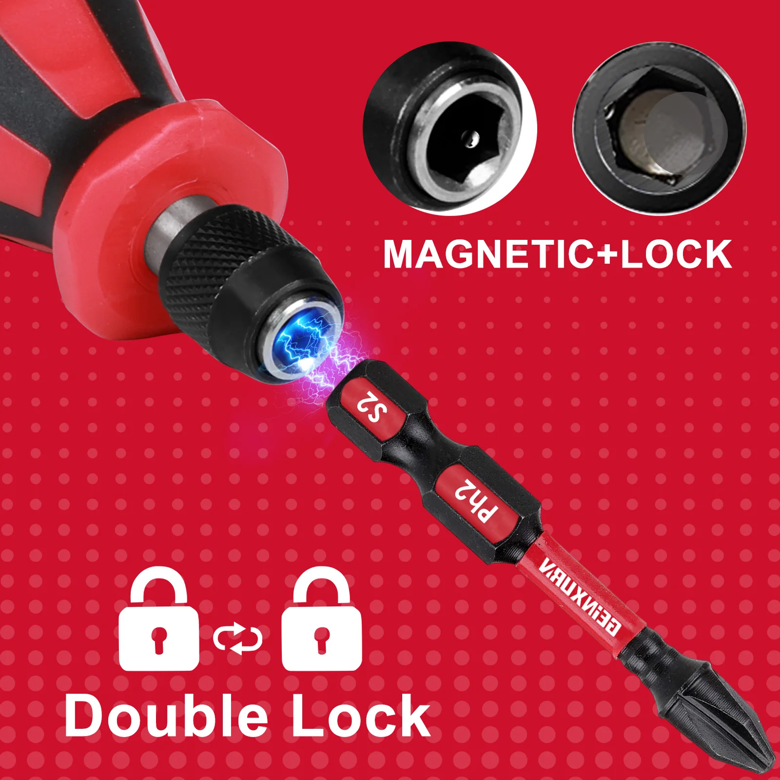 Geinxurn Magnetic Changeable Head Manual Screwdriver Set Include Screwdriver bit handle set and Screwdriver Bits