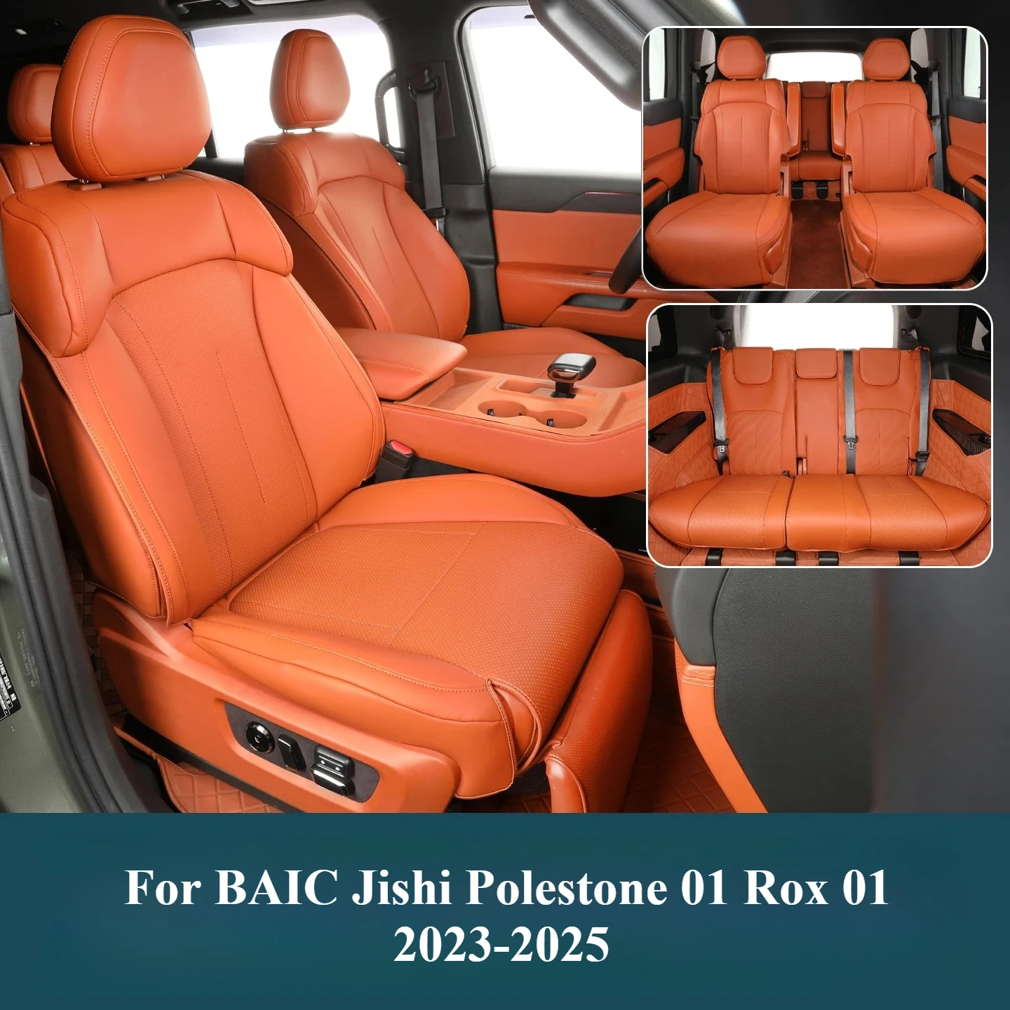 For BAIC Jishi Polestone 01 Rox 01 2023-2025 Car Seat Covers Breathable Full Car Three Rows Seat Cushion Leather Seat Protector