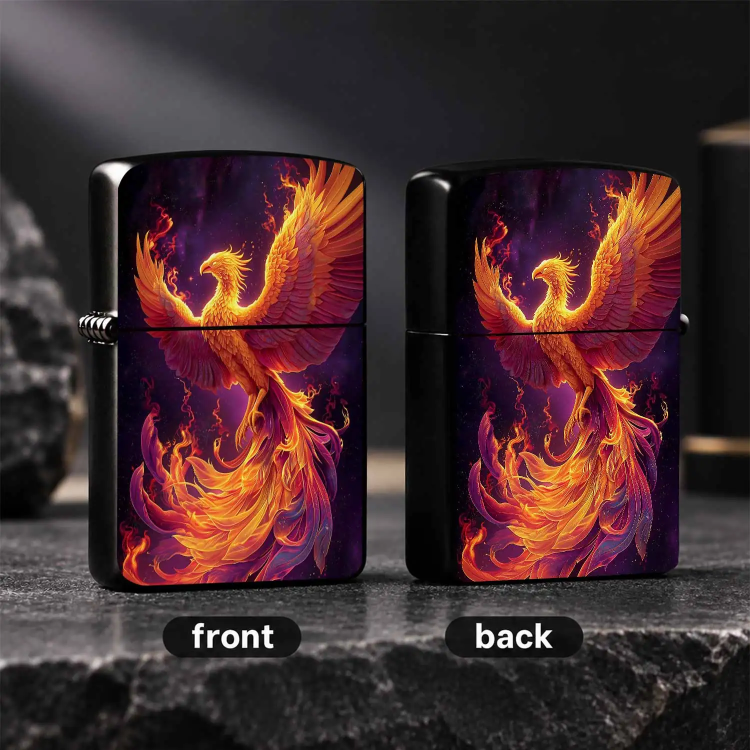 Mythical Rebirth Phoenix Themed Lighter, Stunning Fiery Divine Bird Cosmic Nebula Print, Exquisite Decorative Accessory For Daily Use, Gifting, Indoor Outdoor Occasions, Unique Aesthetic Portable Decorative Tool A Humorous And Interesting L