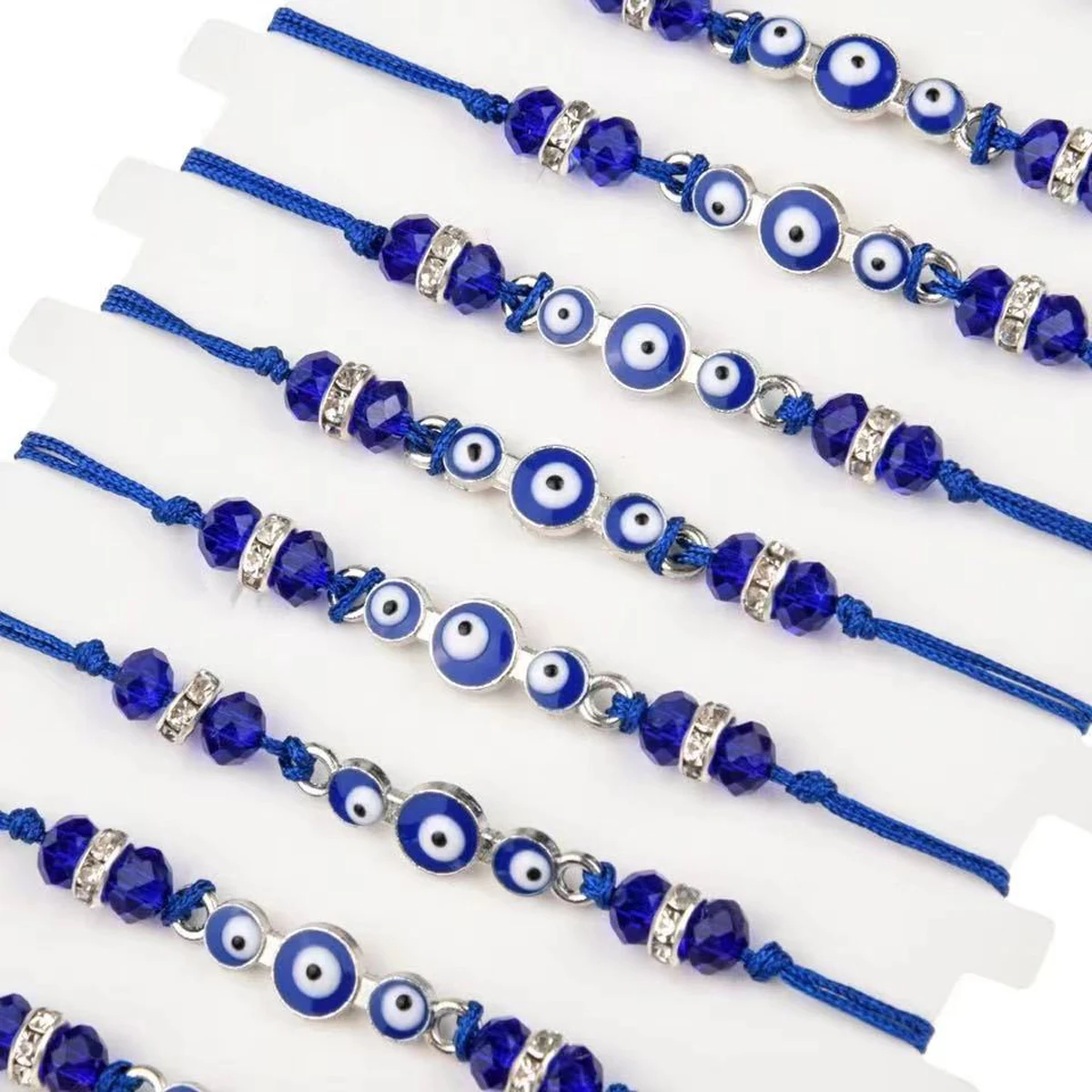 12 Piece Alloy Devil\'s Eye Multi-Color Crystal Bracelet Fashionable Men\'s and Women\'s Simple Friendship Bracelet Set