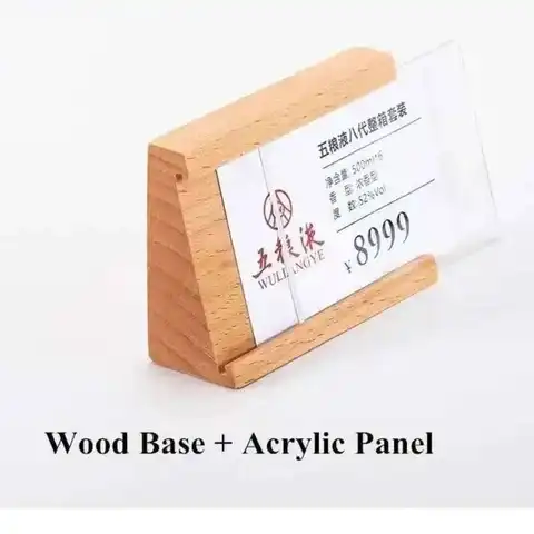 90X54MM Wood Acrylic Sign Holder Display Stand Menu Paper Price Listing Poster Frame Mini Price Label Card Tags