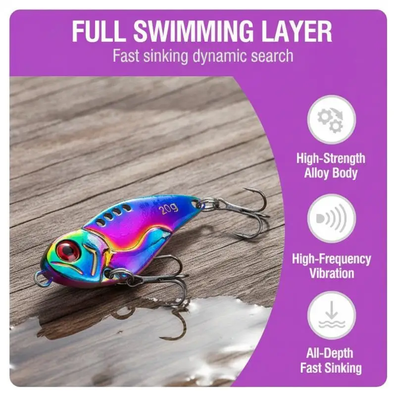 1Pc 3D Metal Cicada Vib Fishing Lures 5g 7g 10g 15g 20g Vibrations Spoon Lure Hard Bait Bass Isca Crankbait Wobbler Spinner