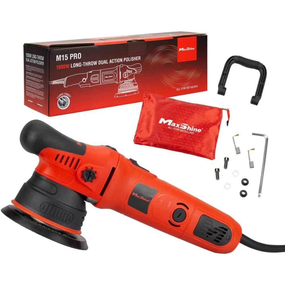 Maxshine M8S V2 Kit lucidatrice per auto a doppia azione - 1000 W, 6 velocità, movimento orbitale da 8 mm, 5 dischi lucidanti, filettatura 5/16 per Auto Det