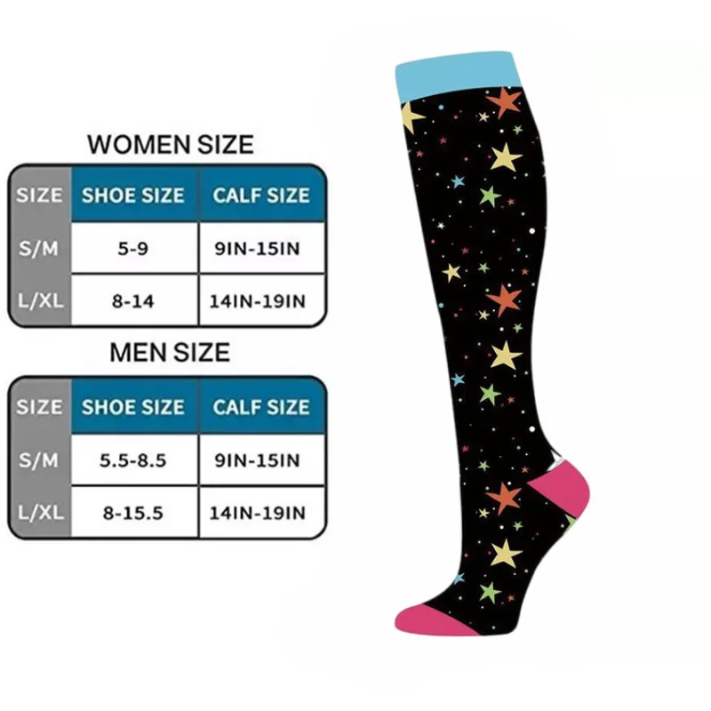 15‑20mmHg Knee High Compression Socks for Women Men Circulation Support Nurse Travel Flight Pregnancy Edema Sports Socks