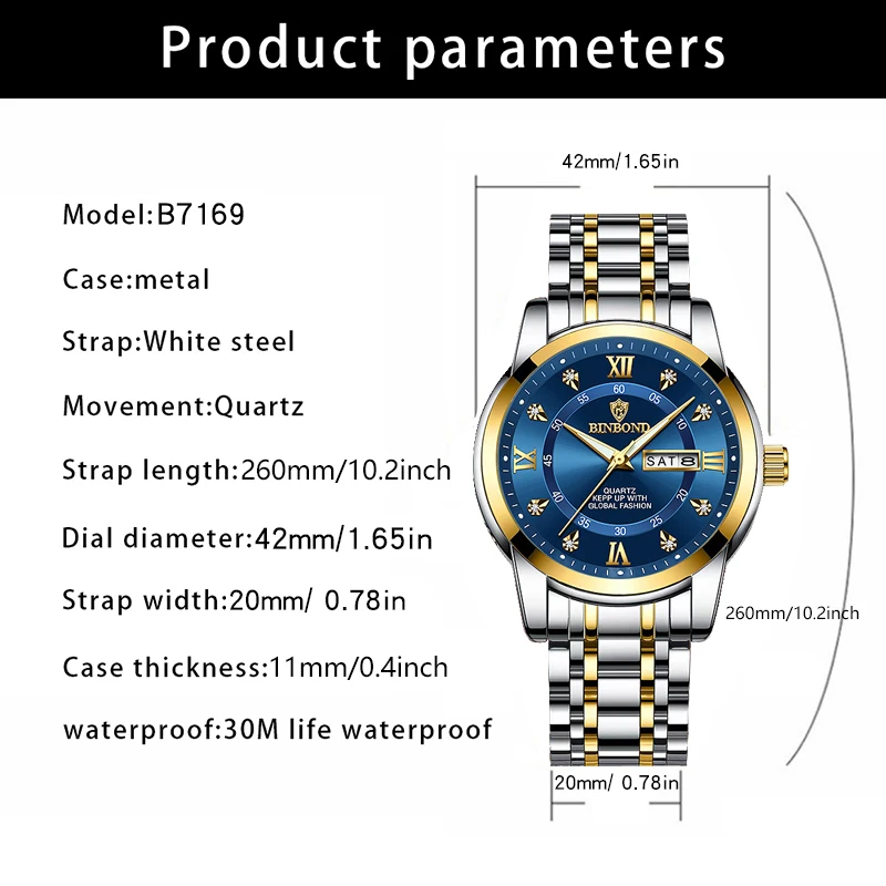 Relógio automático de quartzo de luxo masculino, luminoso, impermeável, negócio, moda, relógios de pulso, homem, novo, 2022