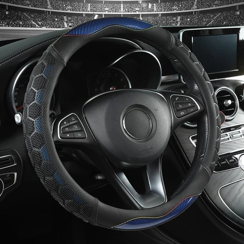 Imagen 1 del producto Protector para volante de coche Gran agarre con diseño antideslizante de panal 3D, universal 14,5-15 pulgadas