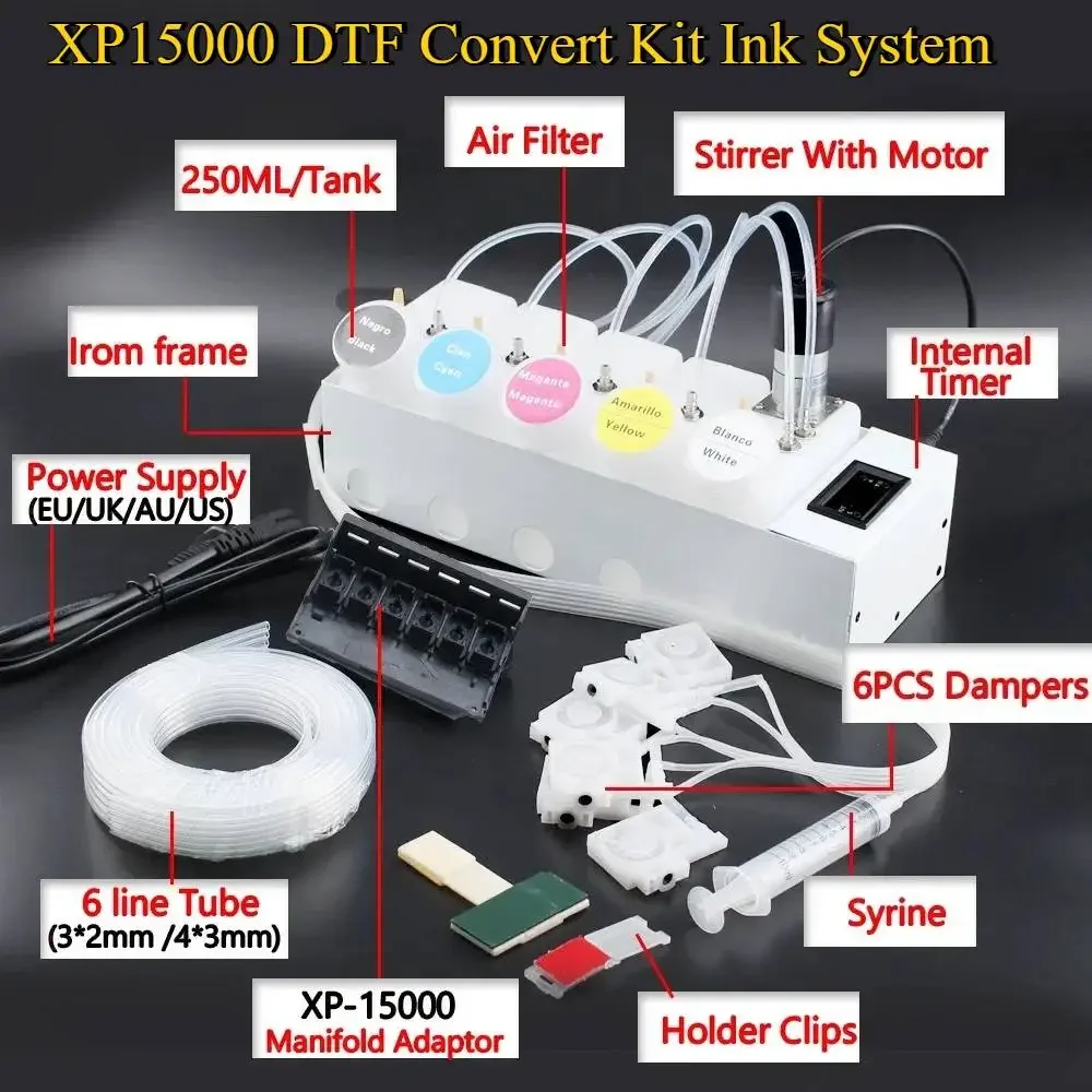 

XP15000 Modify CISS Tool DTF Convert Kit Ink System For Epson XP-15000 White Ink Tank With Printhead Manifold Adaptor Ink Damper