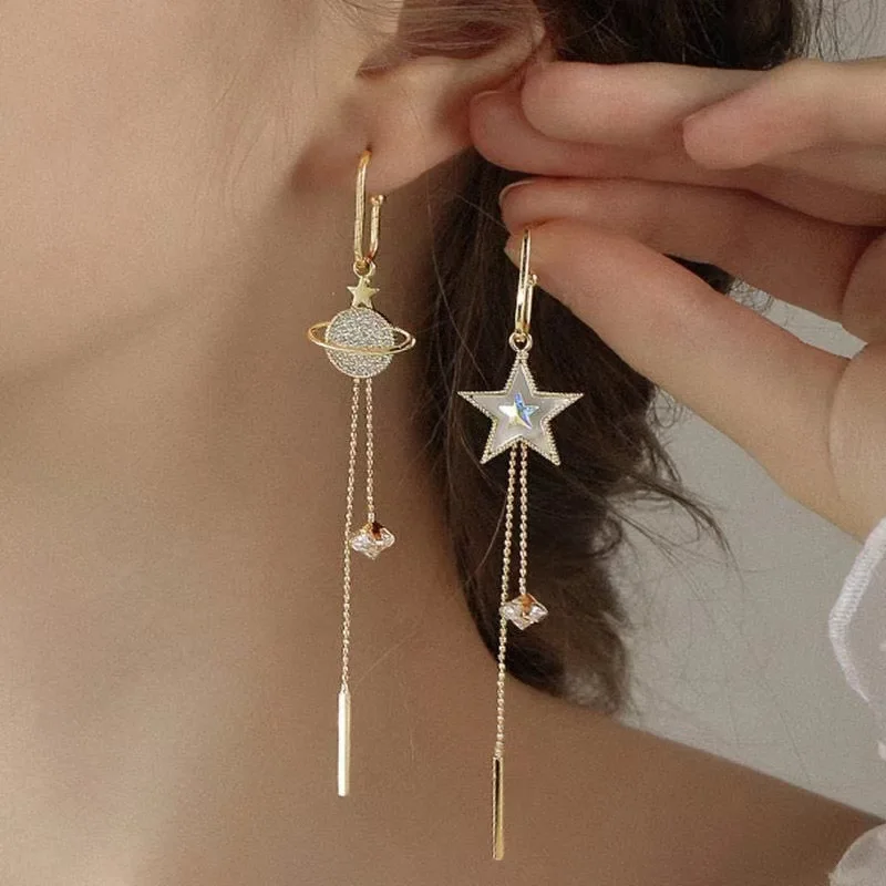 Women's Elegant Long Tassel Earrings, Unique Design