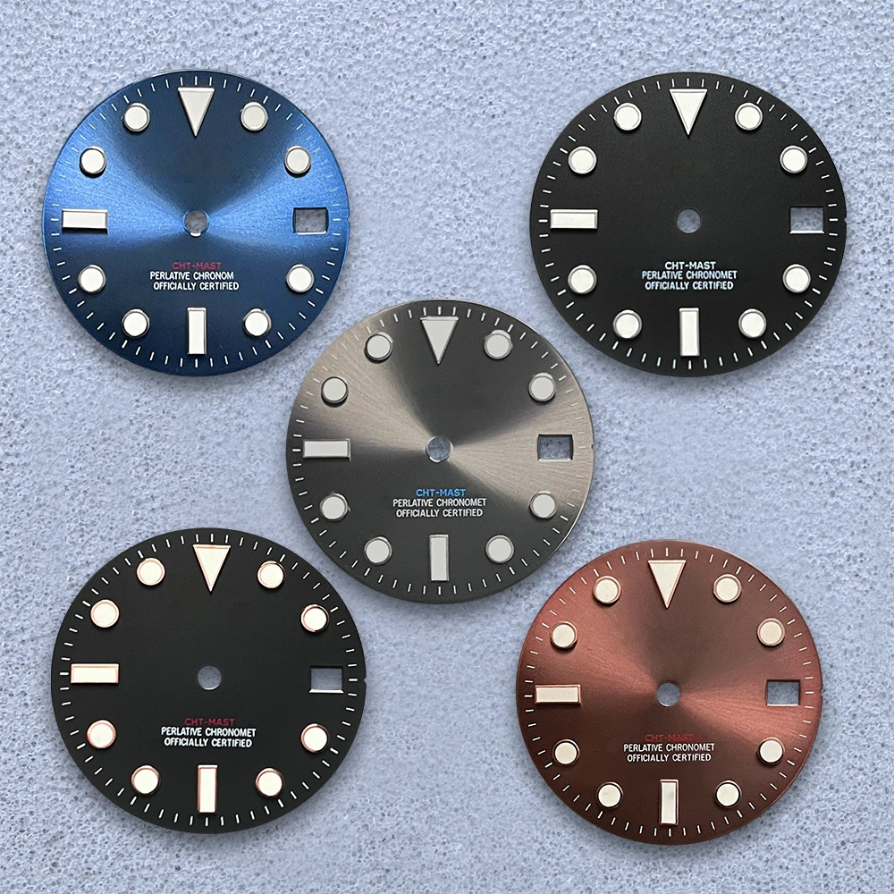 28.5mm Sunburst/Matte Diving S Dial For NH35/NH36/4R/7S Movement Ice Blue Luminous High-Quality Watch Modification Accessories