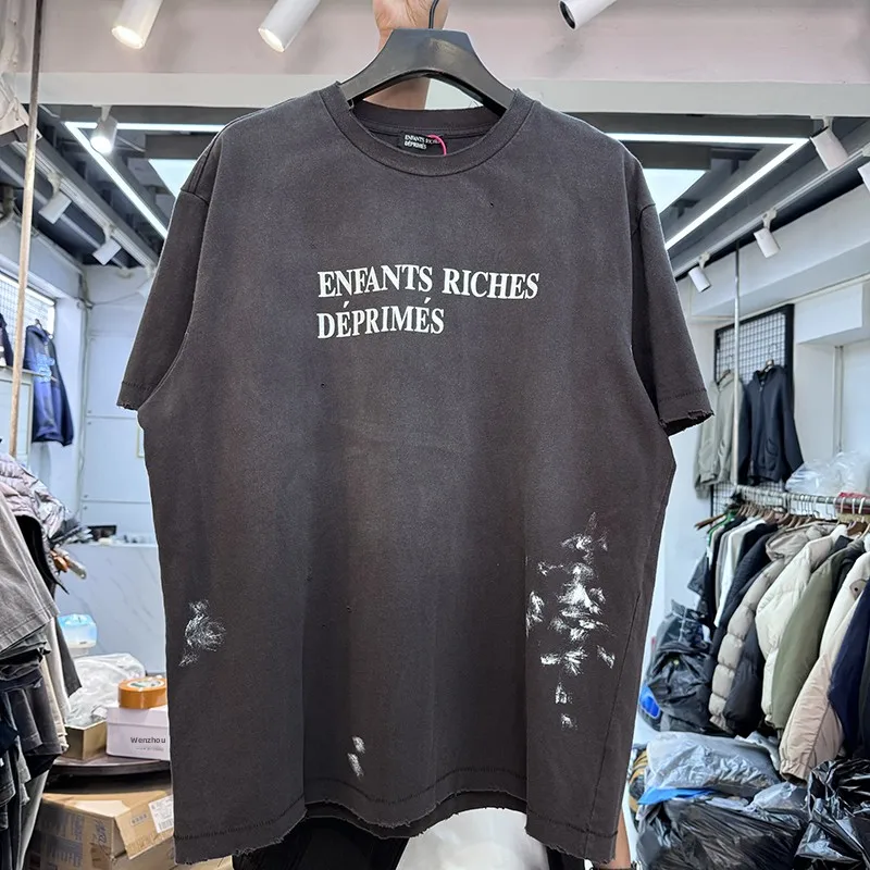 

Свободная футболка с принтом и фресками, молодежная летняя футболка Faion Waed out fiti Sle, круглая футболка Ne для подростков