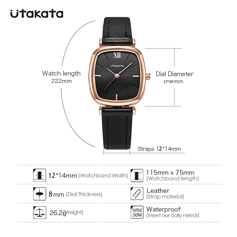 Utakata Hot Selling Woman Leather Quartz Wrist Watches New Arrival Elegant Watches For Women Gifts Fashion Casual Girls Watch