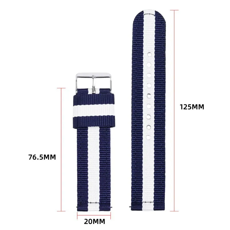 20mm 22mm Universal watch strap Striped Canvas Nylon watchband Quick Release bracelet for Samsung Huawei Casio Omega IWC Swatch