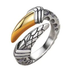 Personality Retro Dragon Claw Ring Male Finger Accessories Vintage Sterling 925 Silver Ring For Men Jewelry Adjustable