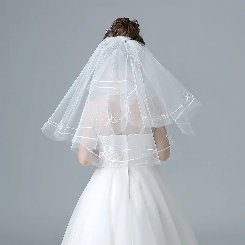 Mooie Eenvoudige Bloem Meisje Sluier Goedkope Kinderen Prinses velo Sposa Een Layer Korte Sluier kids veil Wieden Accessoire Noivas