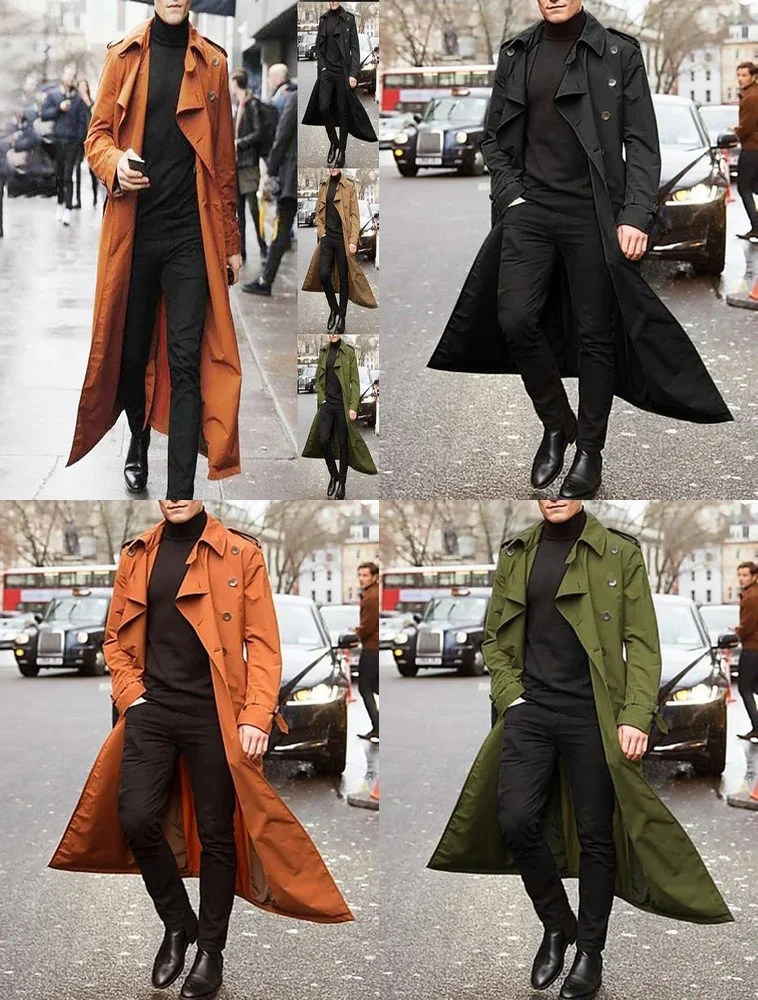

Men's Long Trench Coat for Men Fashion Outerwear Waterproof Windbreaker Lightweight Jacket Casual Wear Street Style Great for