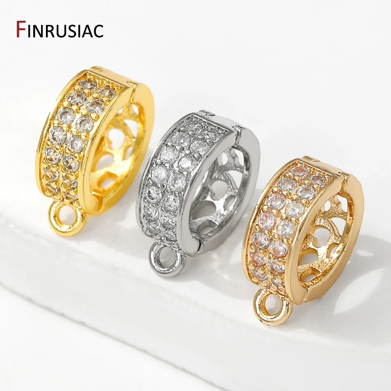 14/18K Gold Plated Brass Zircon Openable Pendant Bales Bails Hooks For DIY Pendant Crystal Agate Jewelry Making Supplies