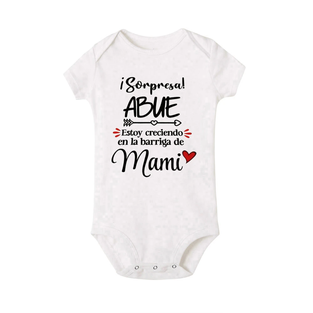 Surprise Grandparents I\'m Growing in Mom\'s Belly Print Baby Bodysuit Pregnancy Announcement Infant Bodysuit Baby Reveal Clothes