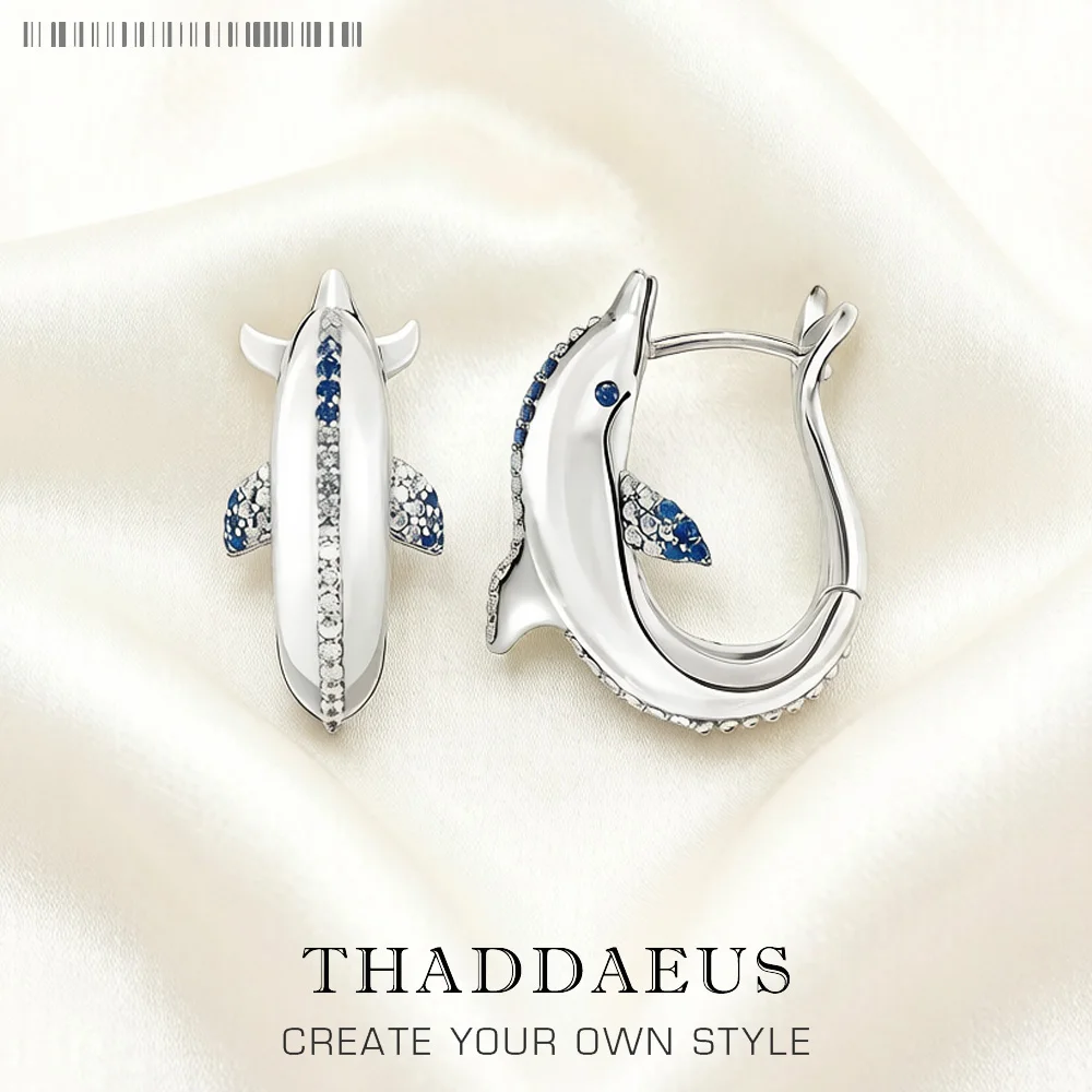 Creolen, Delfin, süßer feiner Schmuck für Frauen, Glücksgeschenk aus 925er Sterlingsilber