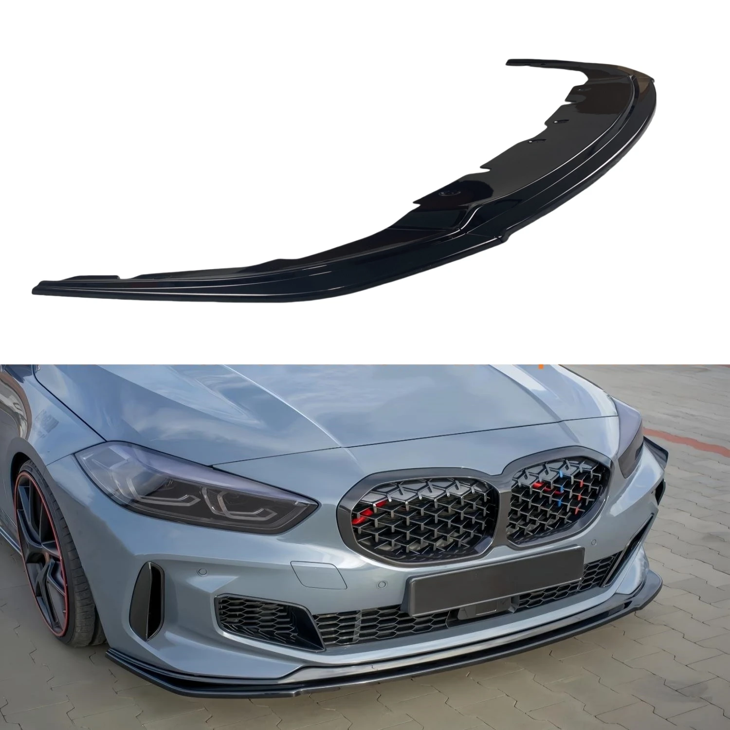 3 PCS Gloss Black Front Bumper Lip For BMW F40 118i 120i 120d 128ti M135i M Sport 2019-2024 Side Spoiler Splitter Airvent Trims