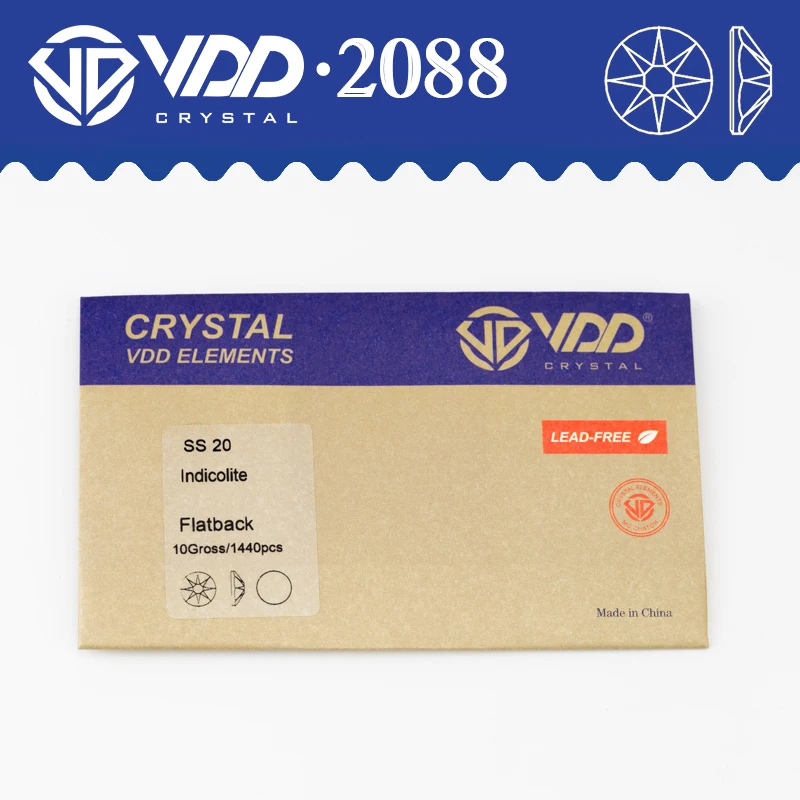 VDD 025 Indicolite SS16-SS30 2088 kryształki górskie wysokiej jakości AAAAA 8 duże 8 małe płaskie akcesoria do paznokci do rękodzieła