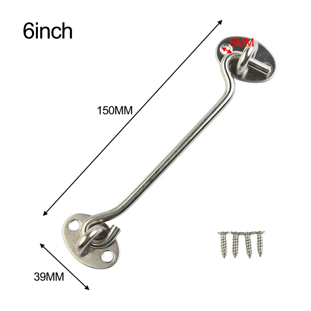 Latch Lock Cabin Hook Holder Shed Gate Door Cabin Hook Catch Holder With Safety Switch With Screws Stainless Steel