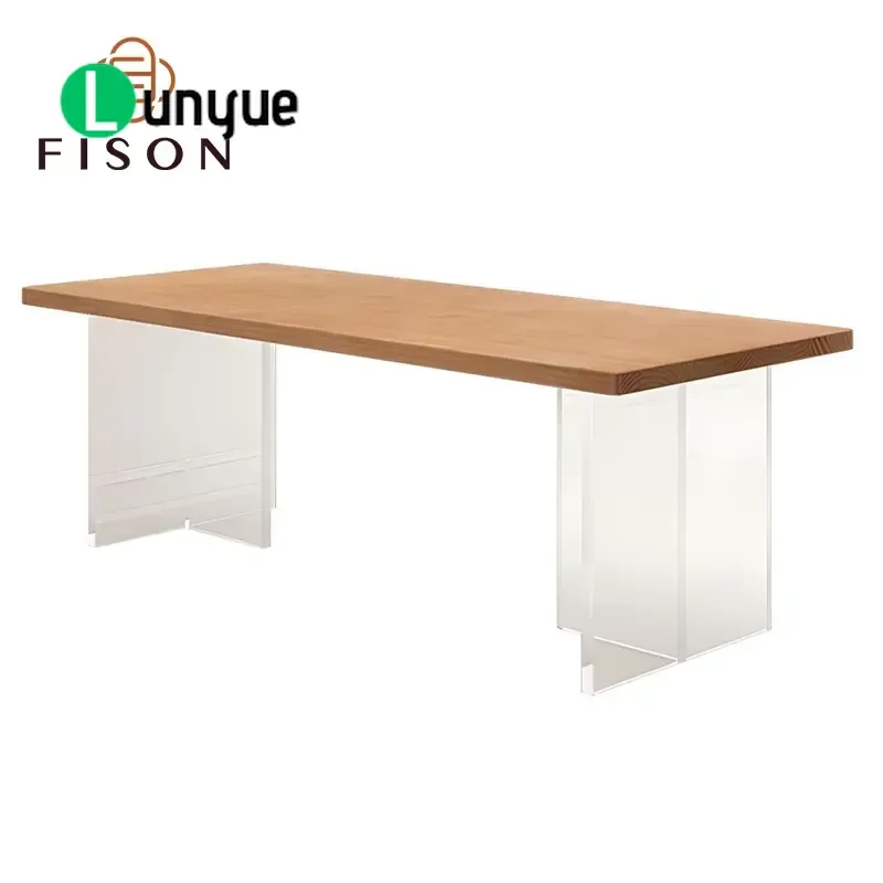 Clear Acrylic Table Legs for Walnut Dining Table Set Durable Stable Modern Design Bench Furniture Home Kitchen Decor