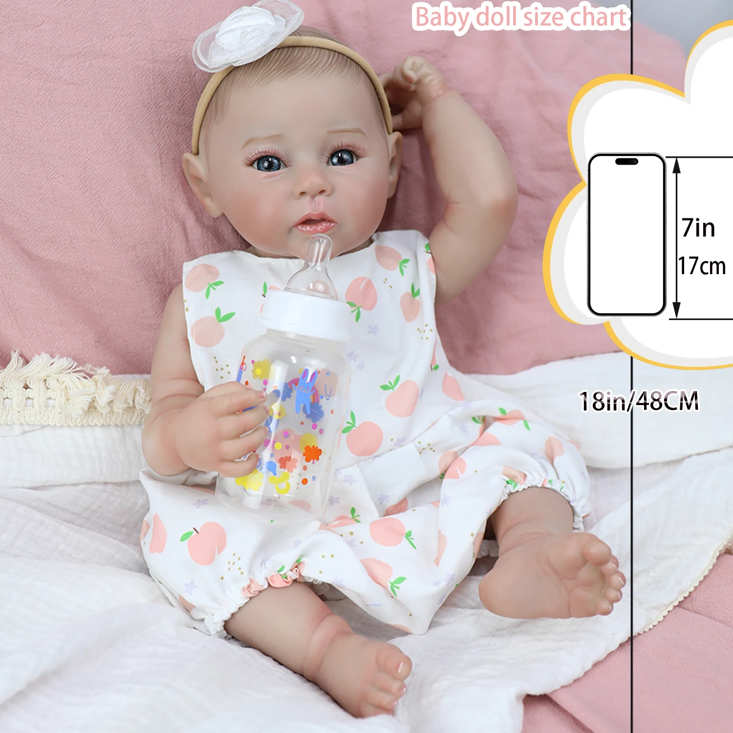 18 inch Full Body Siliconen Vinyl Reborn Baby Raven Wasbare Pop met Handgeschilderd Haar Bebe Reborn Speelgoed Kerstcadeaus voor Meisje