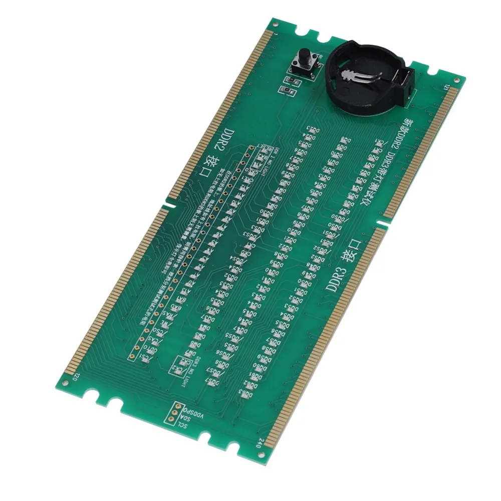 With LED Light DDR2 DDR3 Test Card High Hardness Multifunctional Desktop Motherboard Test Card Portable RAM Memory Slot Tester