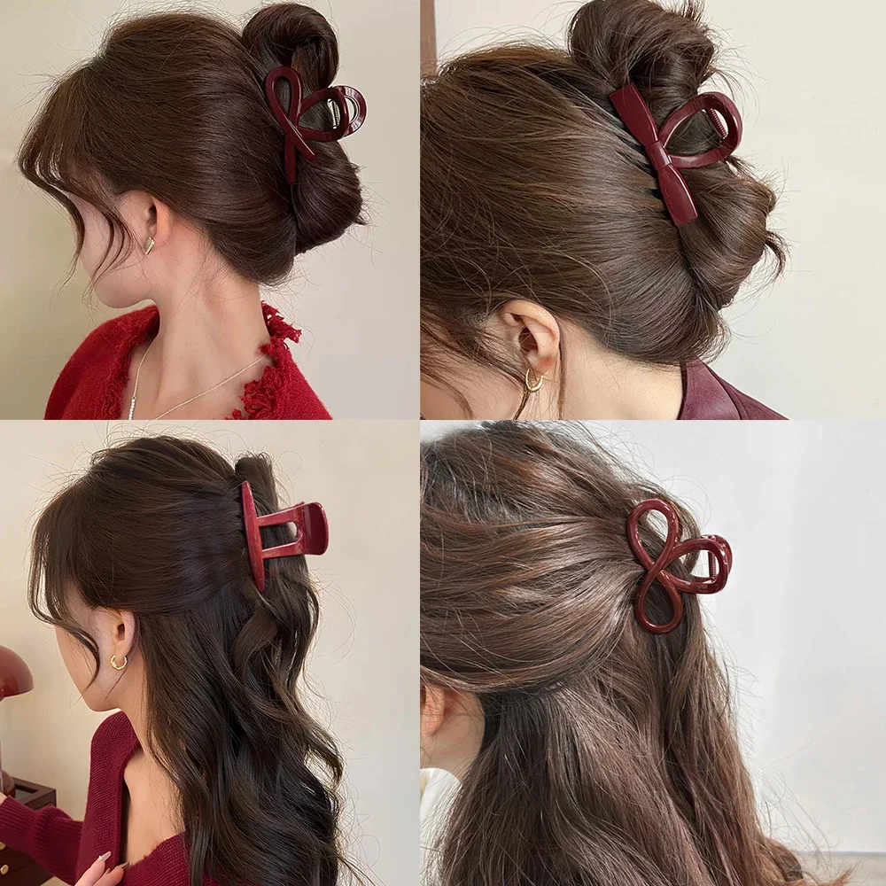 Ankola grande geométrica elegante, pinzas para el cabello rojas para mujeres y niñas, pasadores de Año Nuevo 2025, horquillas, accesorios para el cabello con Clip de tiburón