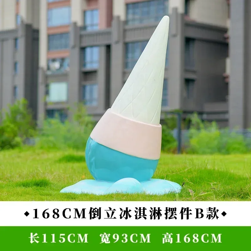 

ExquisOutdoor ice cream sculpture shop, attractive beverage shop at the entrance of the mall, cone dessert ornament