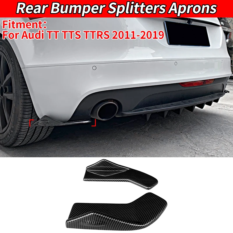 For Audi TT TTS TTRS 2011-2019 ABS Carbon Fiber Look Car Rear Wrap Angle Splitters Diffuser Body Kit Splitter Scratch Protector