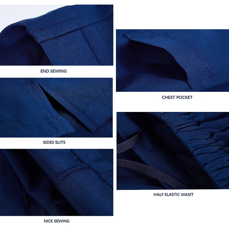 زي الطبيب الرجالي أطقم فرك الجراح الطبي للأسنان مساعد طب الأسنان ملابس العمل ملابس السلامة الصحية 8020