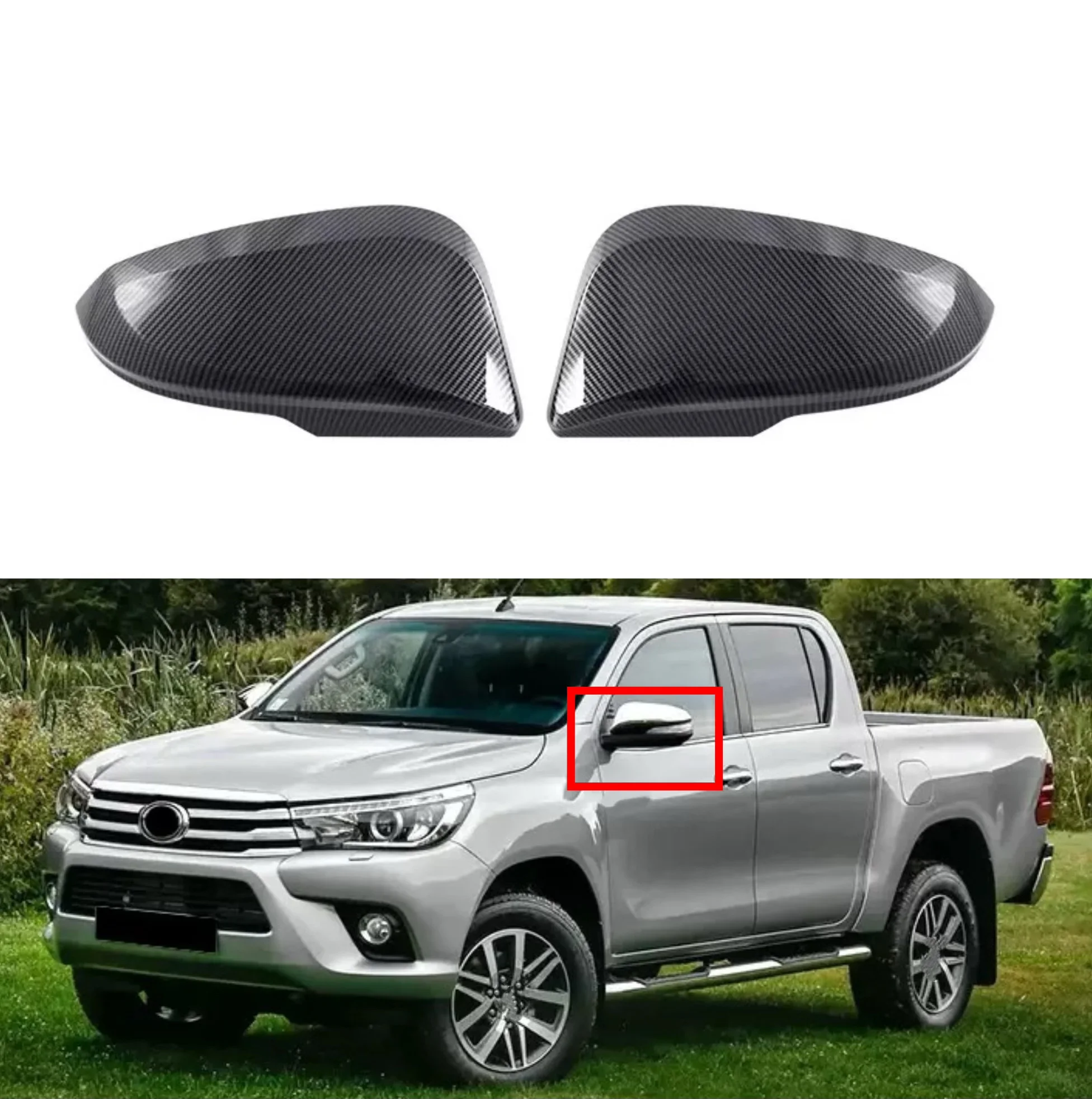 

Rearview Side Mirror Cover Fit For Toyota Hilux Revo Fortuner INNOVA 2015-2020 Carbon Fiber Wing Cap Door Rear View Case Trim