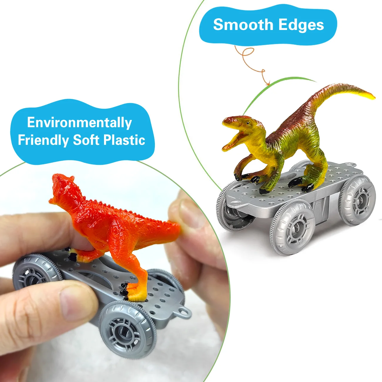 Dinosaur Turntable Track Toys World Road Race Car Set Flexible Track Train with light&music for 3+Year Up Old boy Girls Gift