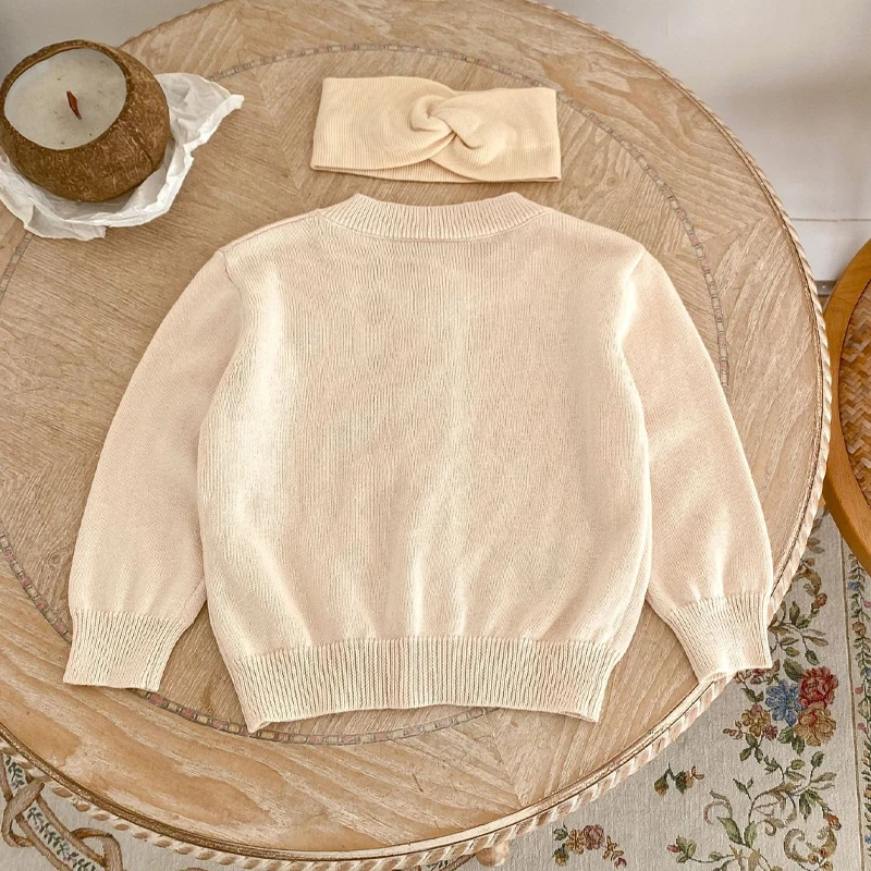 Summer New Baby Clothes Embroidered Round Neck All Cotton Knitted Air Conditioning Shirt Cute Pattern Gentle Cardigan Sun Protec