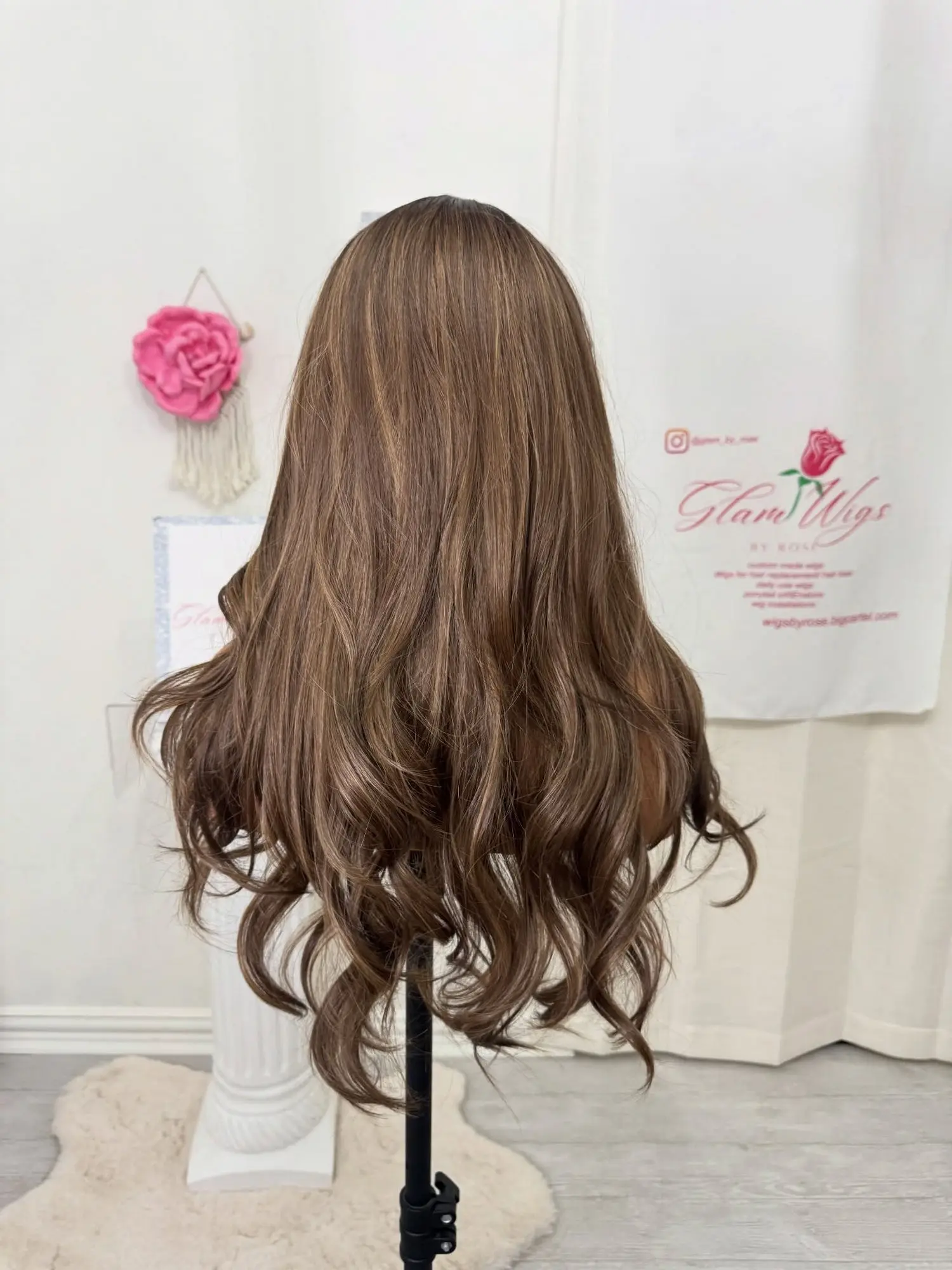 20 Inches New Style Ombre Brown Synthetic Highlights HD Lace Front Wig With Bangs For Women Good Quality Wig Daily Party Used